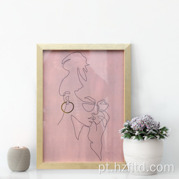 Wood Frame Pintura rosa clássica para decoração